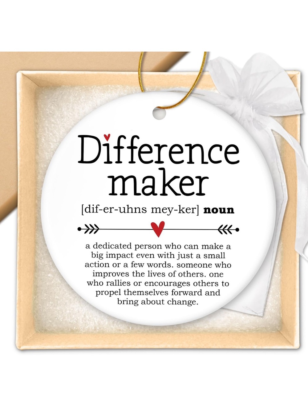 NEW Difference Maker Appreciation Thank You Gift Ceramic Christmas Ornament